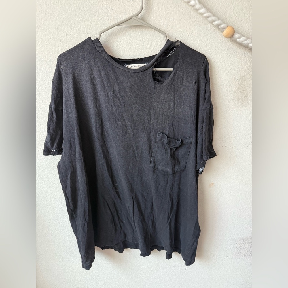 We The Free Distressed Black Tee
